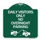 Signmission Day Visitors No Overnight Parking W/ Graphic, Green & White Aluminum Sign, 18" x 18", GW-1818-24196 A-DES-GW-1818-24196 - alternate 1